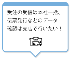 受注の受信は本社一括、伝票発行などのデータ確認は支店で行いたい！